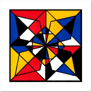 Mondrian Inspired Geometric Abstract Acrylic Painting XVI Posters and Art